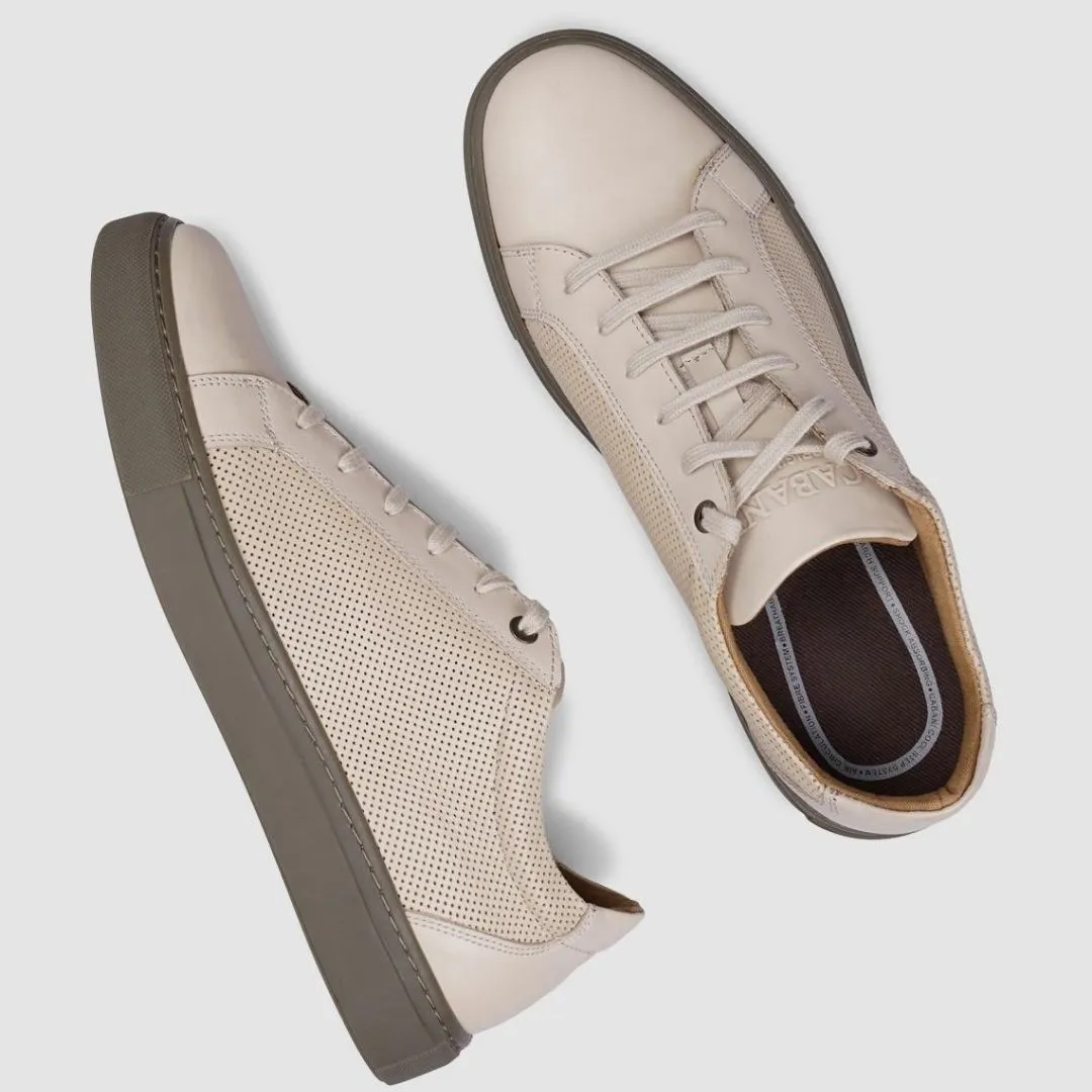 100% Genuine Leather Beige Lace-Up Men's Sneaker-55115