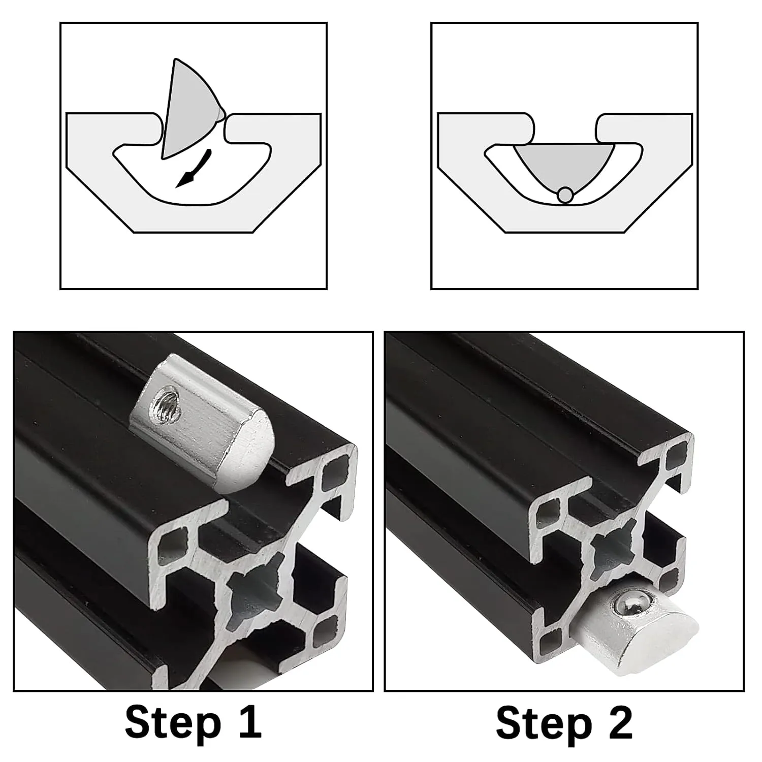 100 Pcs 2020 Series M3 Half Round Roll in Spring T Nuts, Roll in Spring Loaded T Nut for European Standard 20 Series 6mm T-Slot Aluminum Extrusion Profile