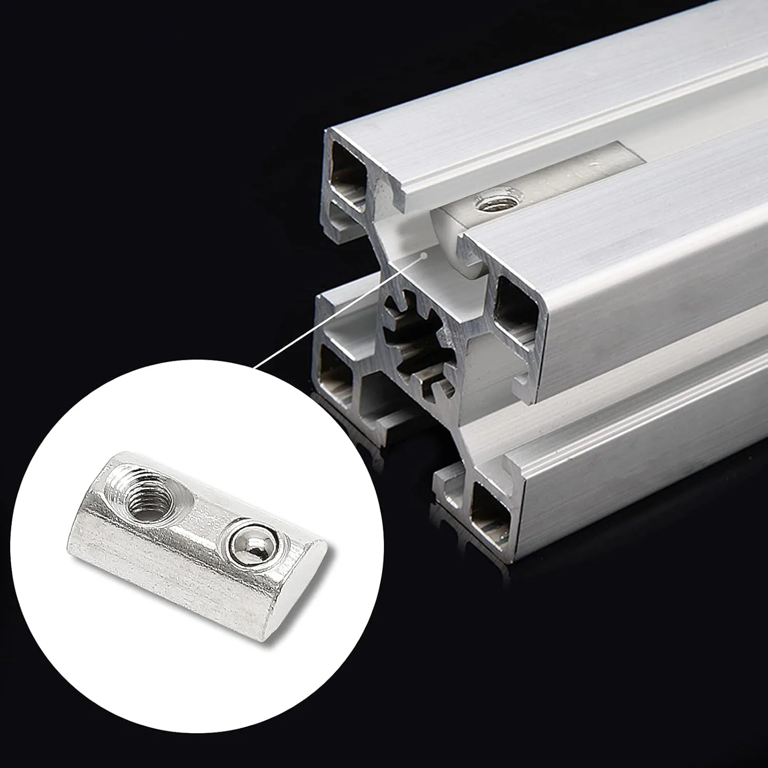 100 Pcs 2020 Series M3 Half Round Roll in Spring T Nuts, Roll in Spring Loaded T Nut for European Standard 20 Series 6mm T-Slot Aluminum Extrusion Profile