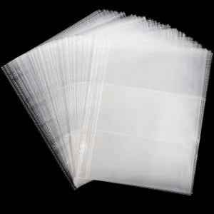 100 Sheets Currency Pages - 3 Pockets Currency Sleeves/Holder Collecting Album Pages for Paper Money Bill Banknote Coupon IN02100