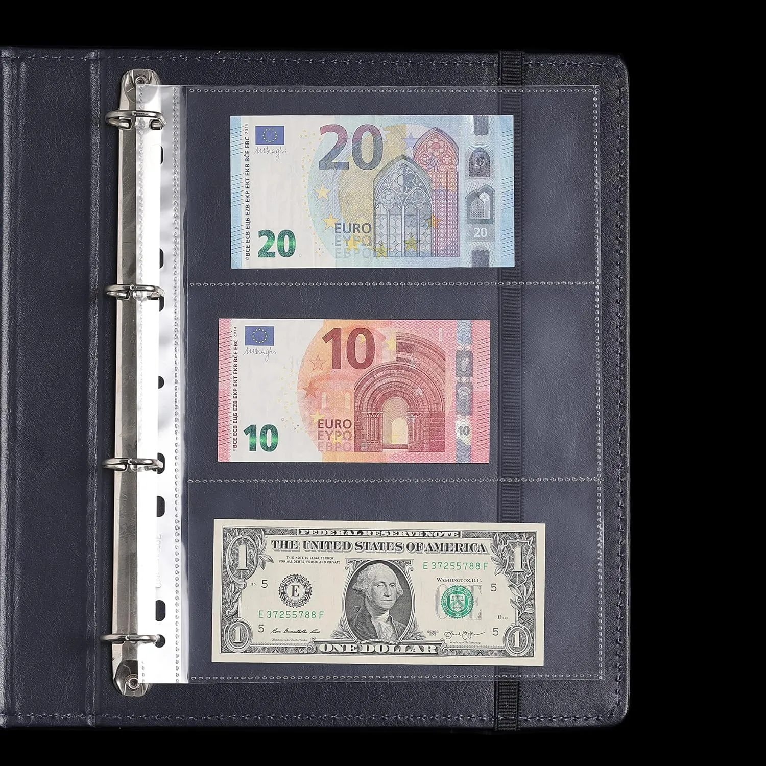 100 Sheets Currency Pages - 3 Pockets Currency Sleeves/Holder Collecting Album Pages for Paper Money Bill Banknote Coupon IN02100