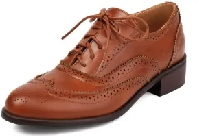 100FIXEO Women Wingtip Lace Up Vintage Oxford Shoes Brogues