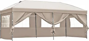 10x20 Pop Up Canopy with Sidewalls, Outdoor Canopy Tent Heavy Duty for Backyard, Wedding Party Tent for Parties with Wheeled Bag (Khaki)