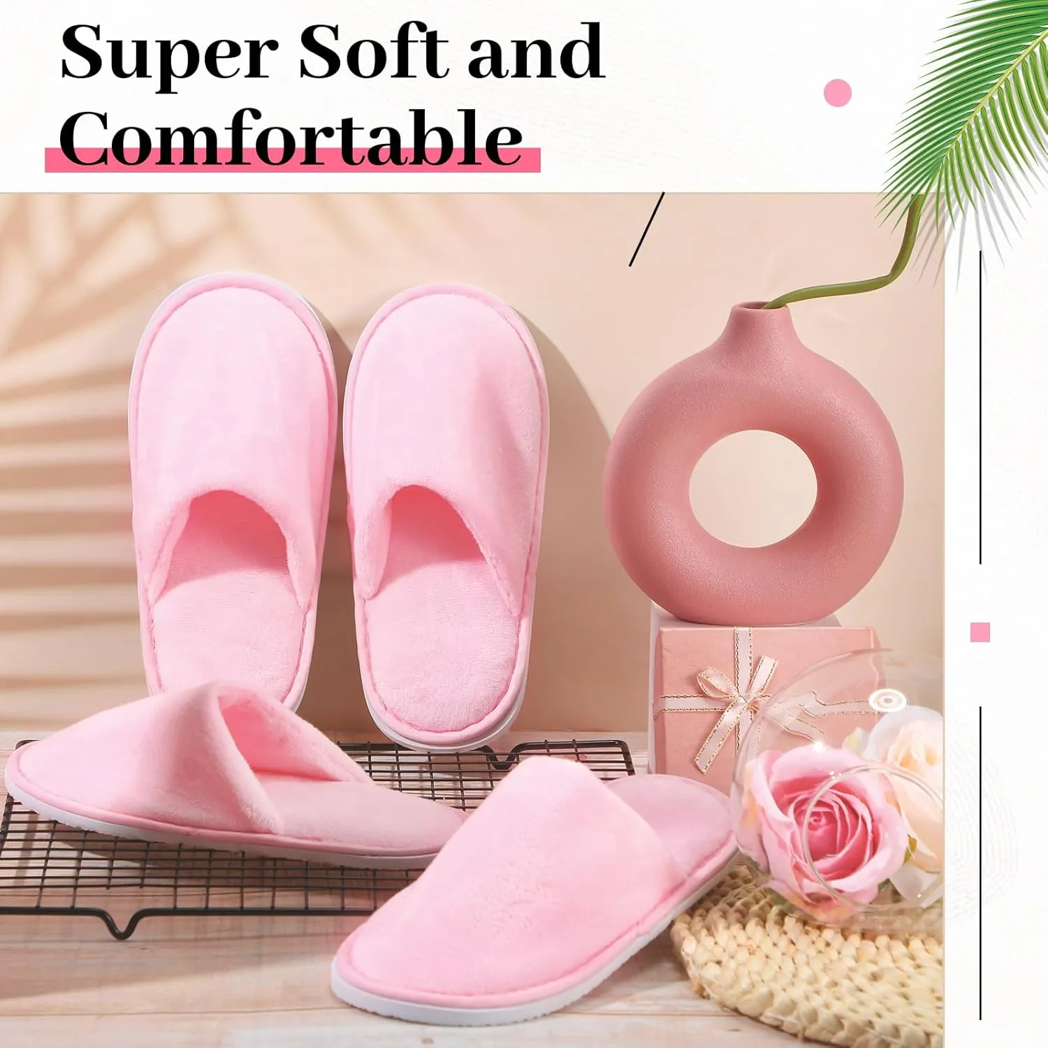 12 Pairs Kids Disposable Slippers for Guests Closed Toe Non Slip Spa Slippers Bulk Soft House Slippers Winter Warm Flip Flops for Boys Girls Travel Hotel Party Indoor Outdoor