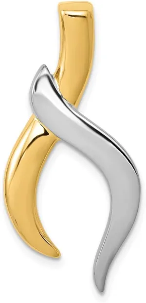 14K Two-Tone Gold 36x16mm Fancy Omega Slide Pendant