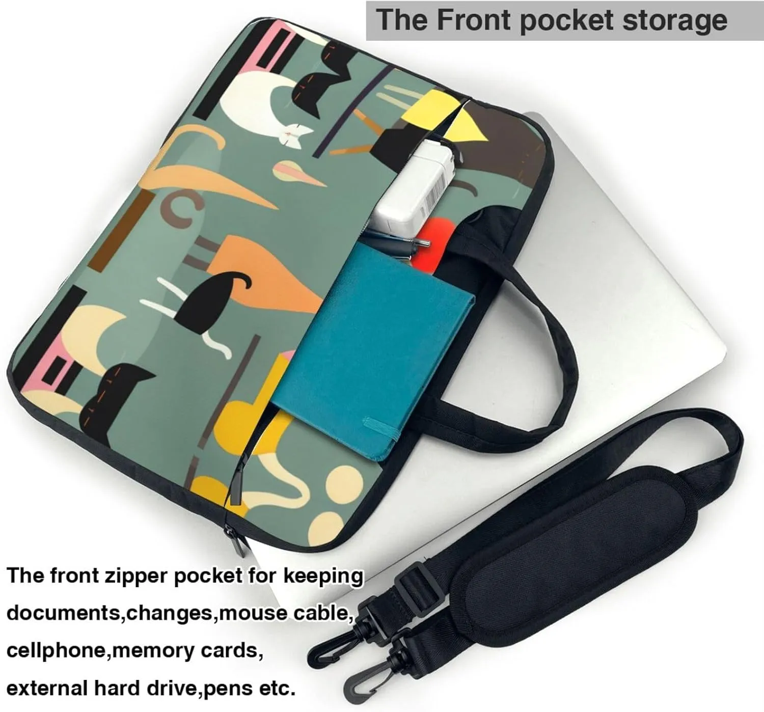 15.6-Inch Laptop Computer And Tablet Shoulder Bag Carrying Case,Business Casual,Music Note Patterns Print