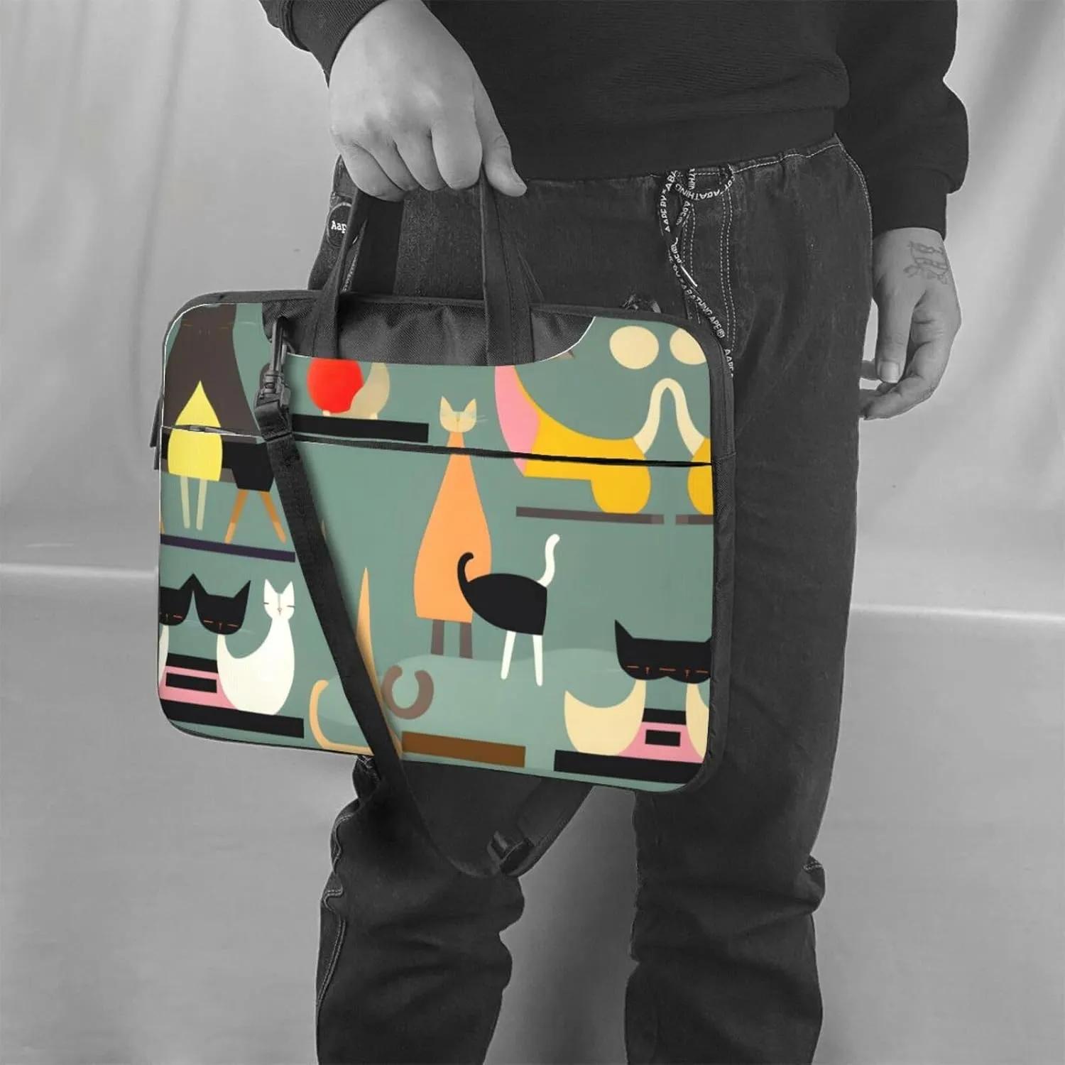 15.6-Inch Laptop Computer And Tablet Shoulder Bag Carrying Case,Business Casual,Music Note Patterns Print
