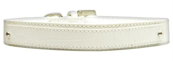 18mm  Two Tier Faux Croc Collar White Large