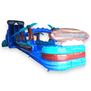 24ft South Beach Dual Lane 2pc Commercial Water Slide with Inflatable Slip & Slide