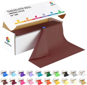 54 Inch X 200 Feet Plastic Table Cover Roll with Convenient Slide Cutter, Disposable Plastic Table Cloth Roll with Cut-to-Size Design for Weddings, Banquets, Parties (Brown)