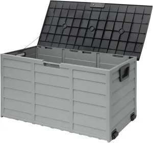 75 Gallon Outdoor Deck Storage Box, Patio Resin Deck Storage Container, Store Cushion and Sundry Things (Grey)