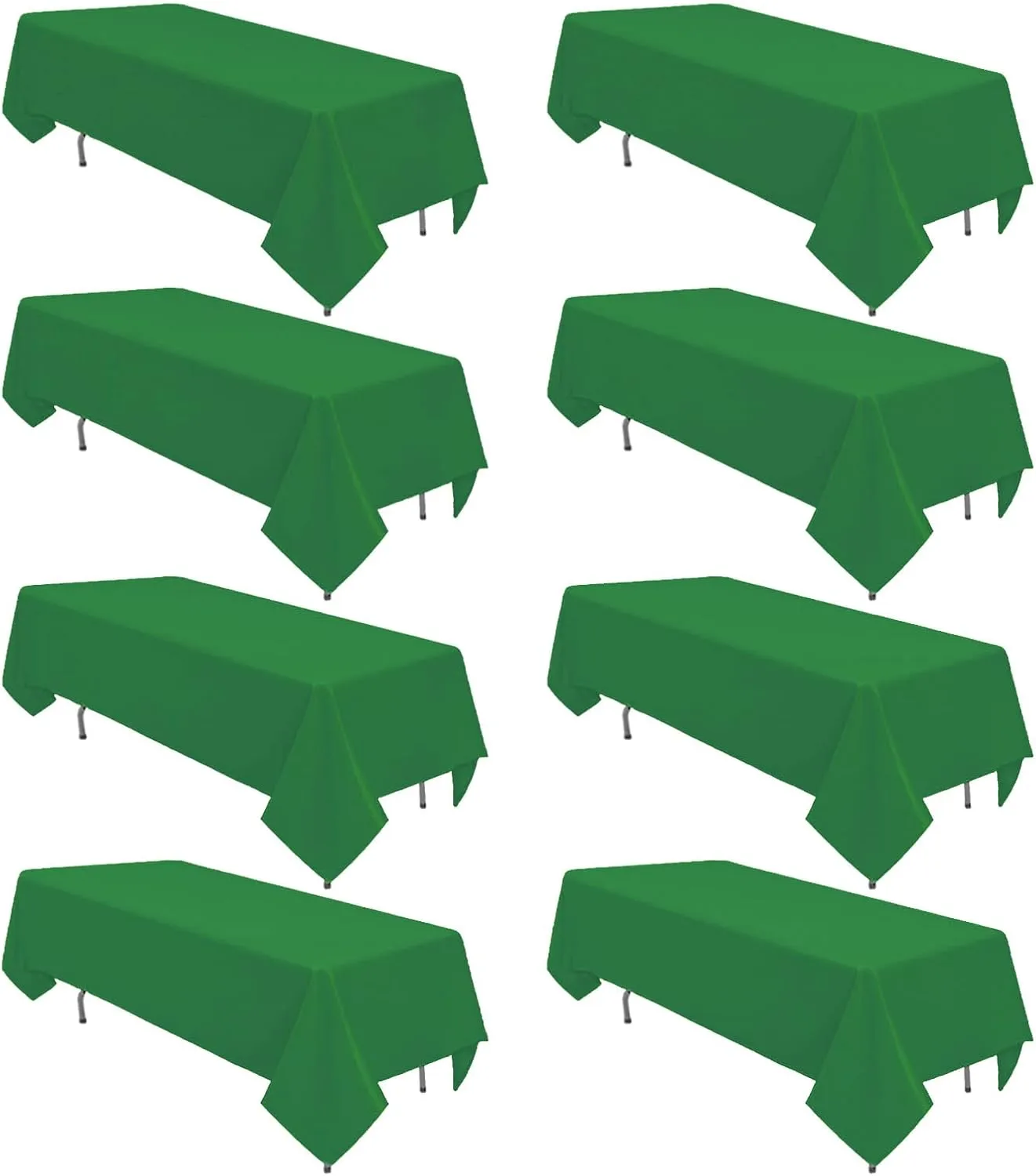 8 Pack Green Table Cloth 60 x 102 Inch Polyester Tablecloth for 6 Foot Rectangle Tables, Wrinkle Resistant Washable Decorative Fabric Table Covers for Wedding Party Banquet Buffet and Camping