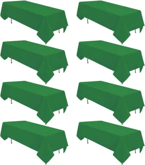 8 Pack Green Table Cloth 60 x 102 Inch Polyester Tablecloth for 6 Foot Rectangle Tables, Wrinkle Resistant Washable Decorative Fabric Table Covers for Wedding Party Banquet Buffet and Camping