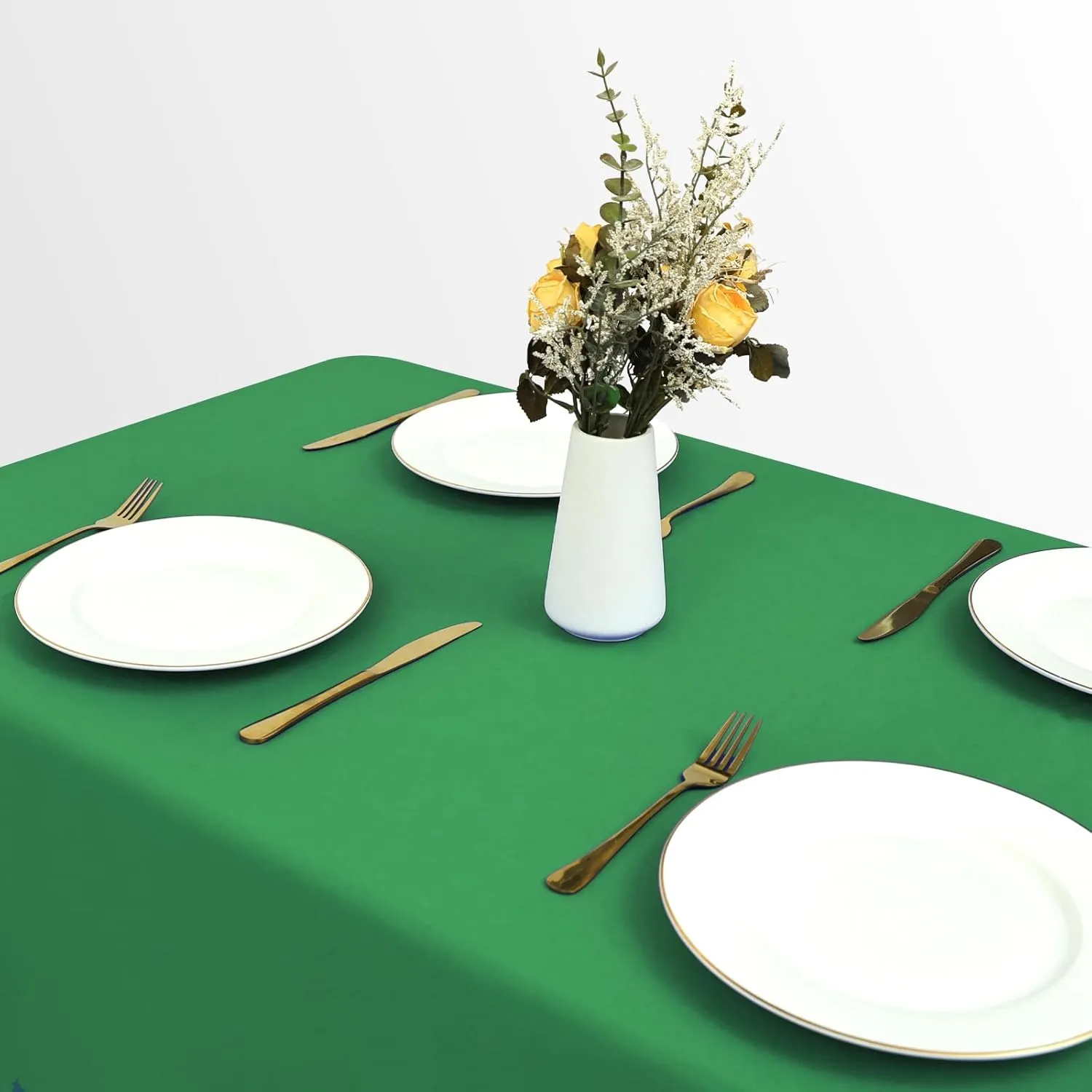 8 Pack Green Table Cloth 60 x 102 Inch Polyester Tablecloth for 6 Foot Rectangle Tables, Wrinkle Resistant Washable Decorative Fabric Table Covers for Wedding Party Banquet Buffet and Camping