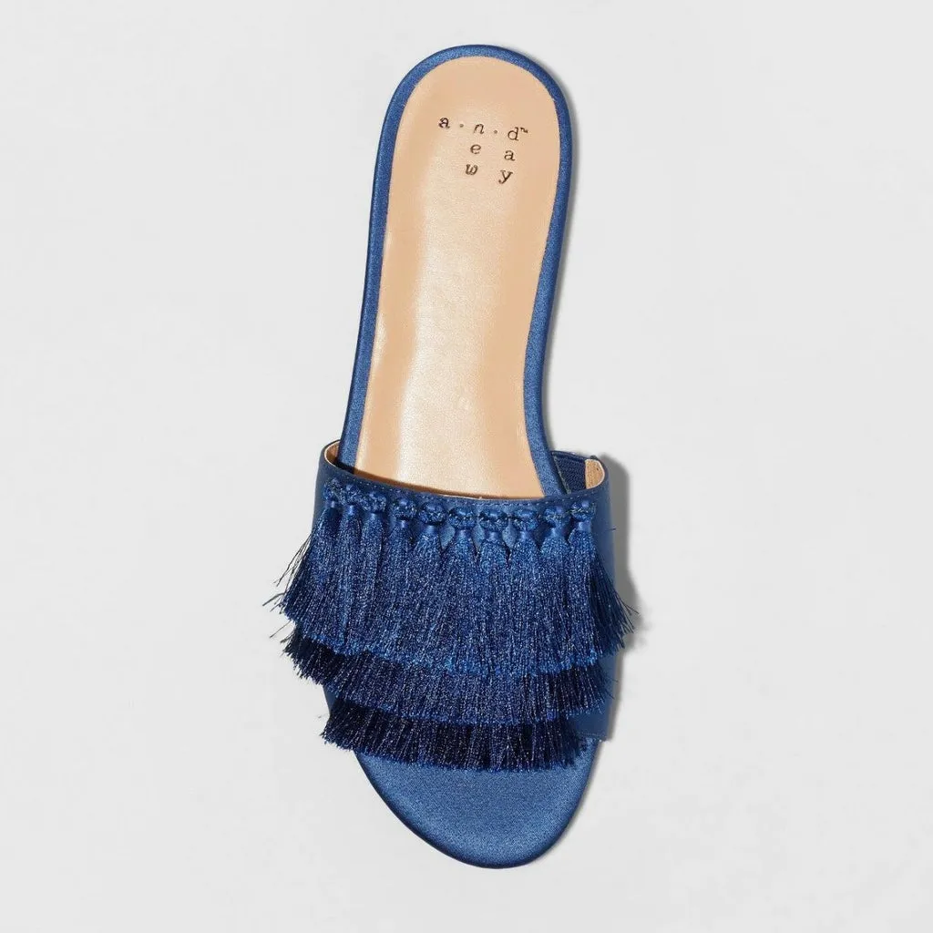 A New Day Women's Benetta Tassel Slide Sandals Navy Blue 6