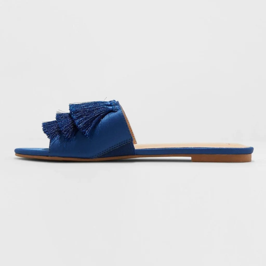 A New Day Women's Benetta Tassel Slide Sandals Navy Blue 6