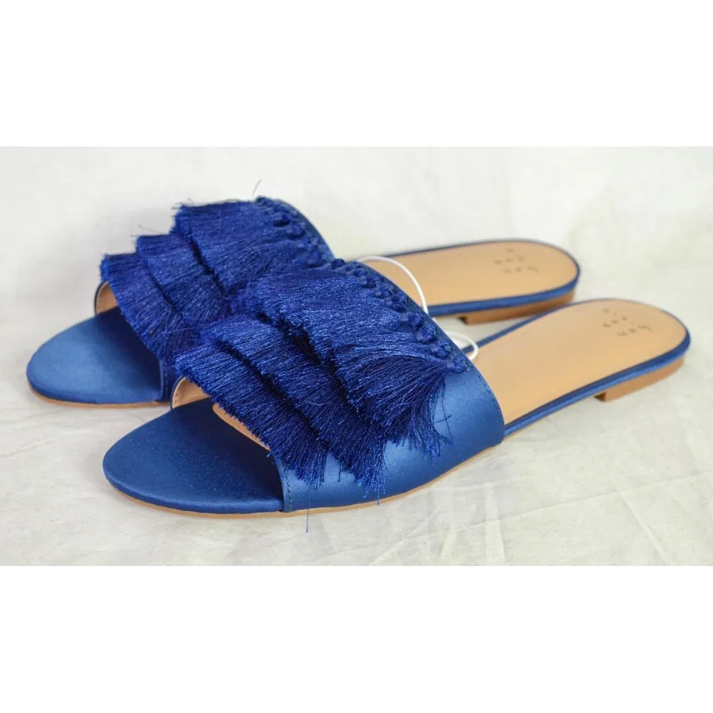 A New Day Women's Benetta Tassel Slide Sandals Navy Blue 8