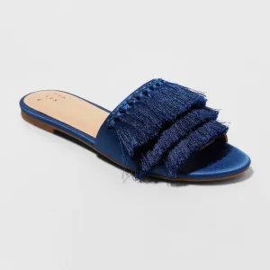 A New Day Women's Benetta Tassel Slide Sandals Navy Blue 8