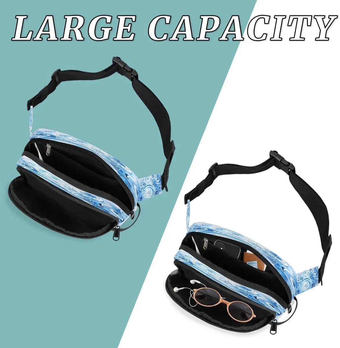 Abstract Beauty Boho Prints Fanny Packs for Women Men Waterproof Waist Bag with Adjustable Strap Belt Bag for Travel Running Hiking