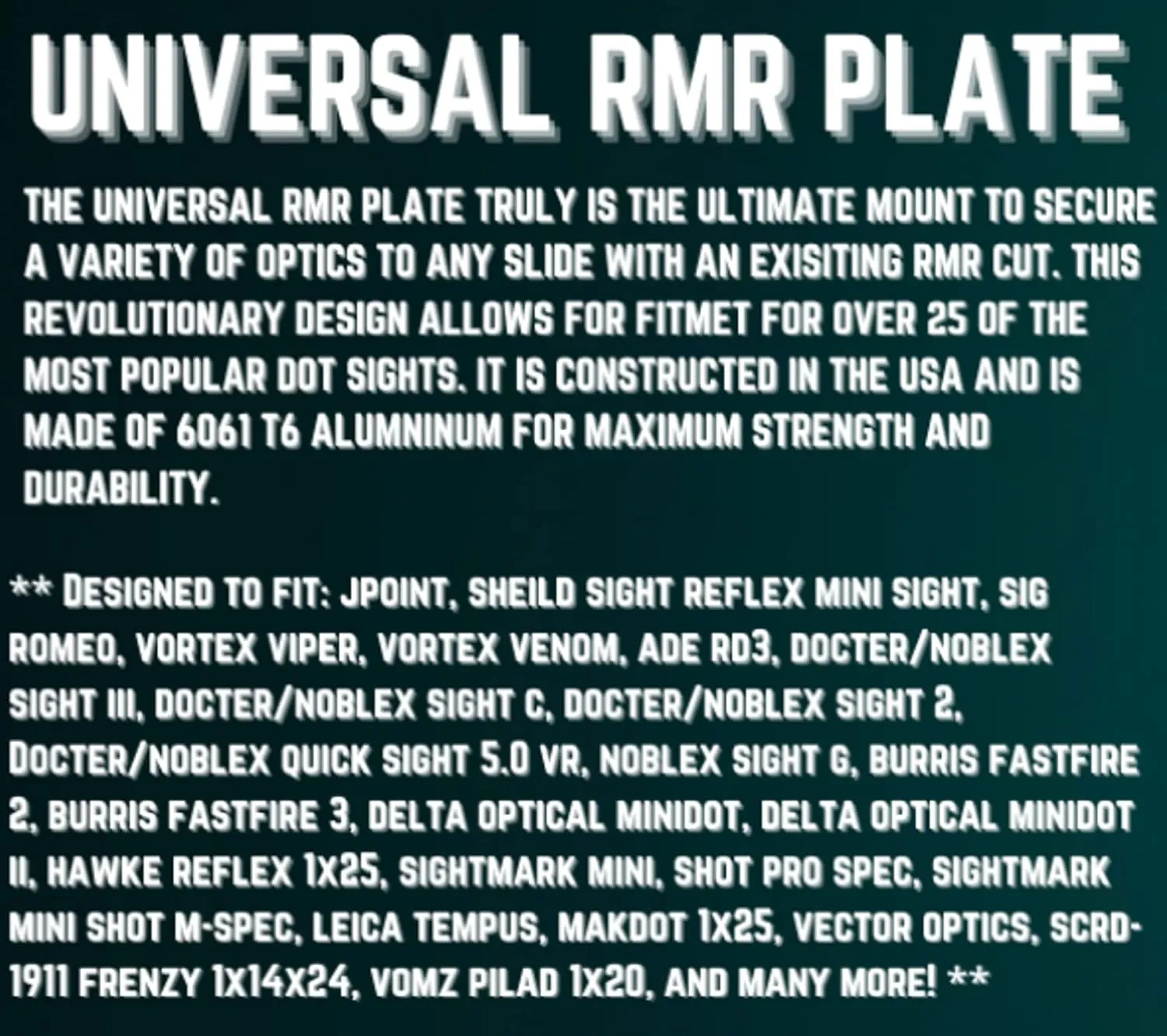 ADE Universal Plate for Converting Trijicon RMR/SRO Footprint to Vortex Venom/Burris Fastfire/Shield RMS Footprint Converter Adapter Plate