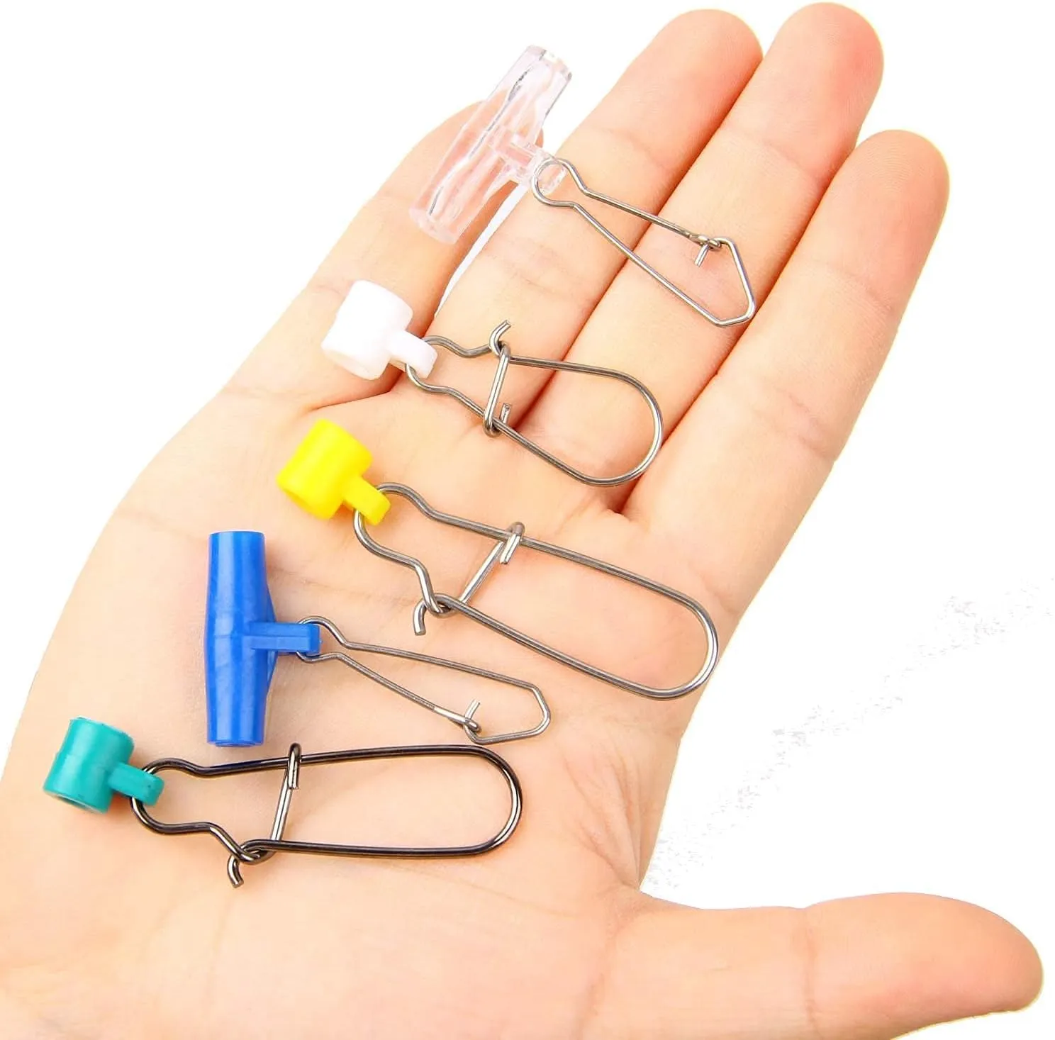 AGOOL Fishing Line Sinker Slides Duo-Lock Snap, 10/60pcs Heavy Duty Stainless Steel Sinker Slider Fishing Line Weight Connectors for Saltwater Surf Fishing Rigs Catfishing