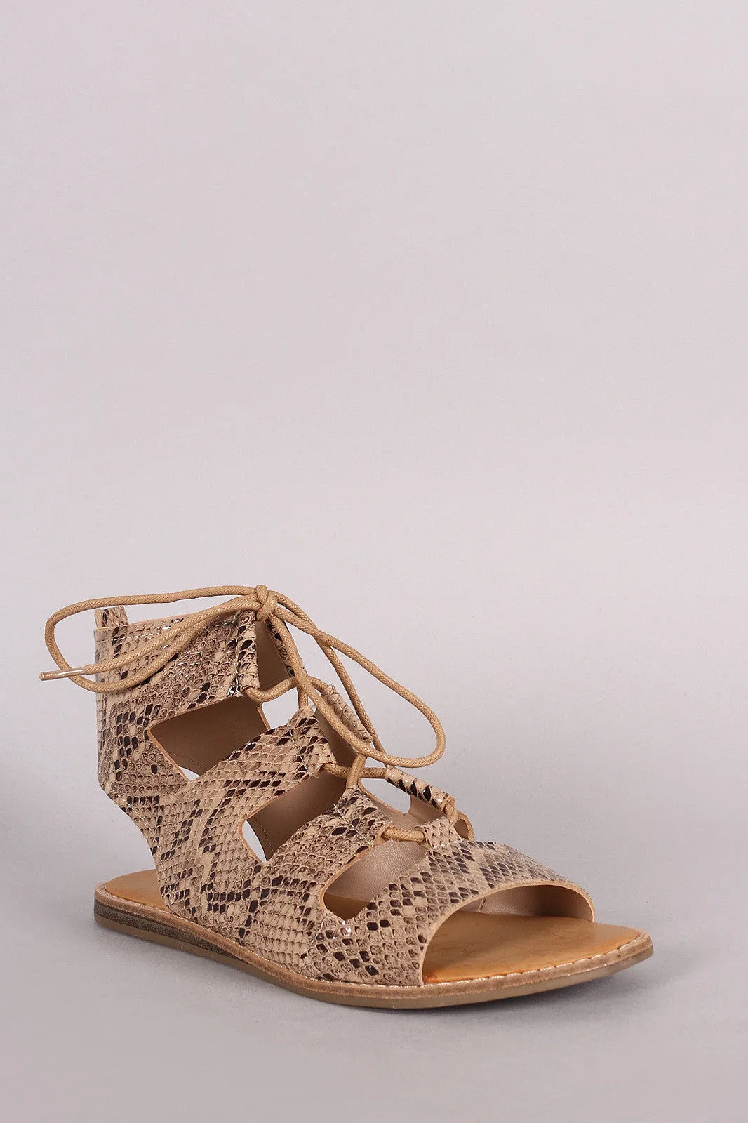 AI-powered Toe Best deal Python Open Flat Banboo Lace Gladiator Up Sandal