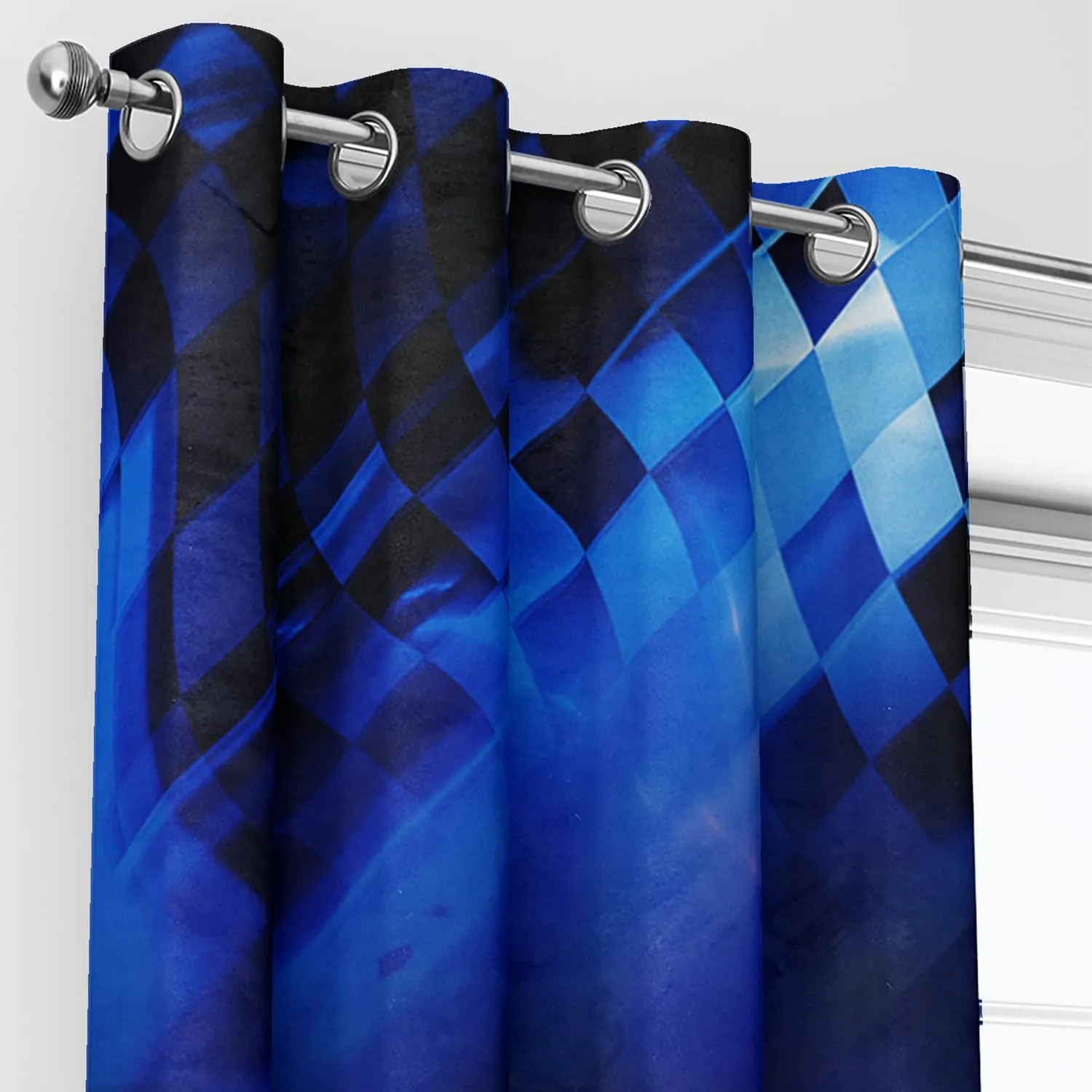 AILONEN Blue Racing Car Window Curtain,Extreme Sports Car Curtain Tiers,Automobile Cool Window Treatment Drapes for Bedroom Living Room Decor, 52" W x 84" H 2 Panels