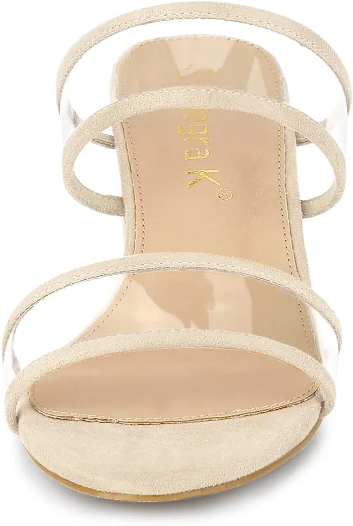 Allegra K Women's Clear Strap Block Heel Slide Sandals