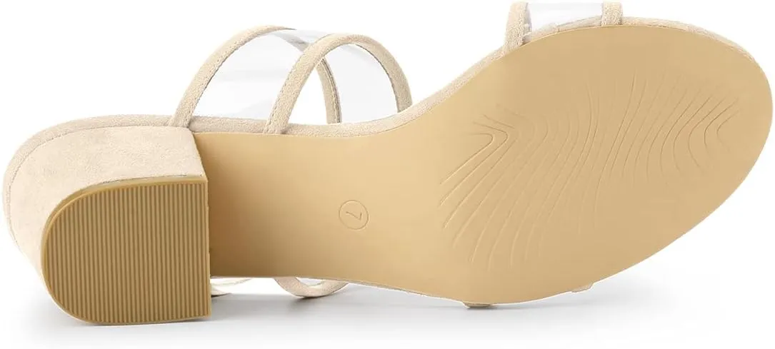Allegra K Women's Clear Strap Block Heel Slide Sandals