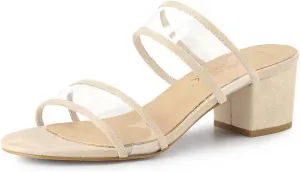 Allegra K Women's Clear Strap Block Heel Slide Sandals