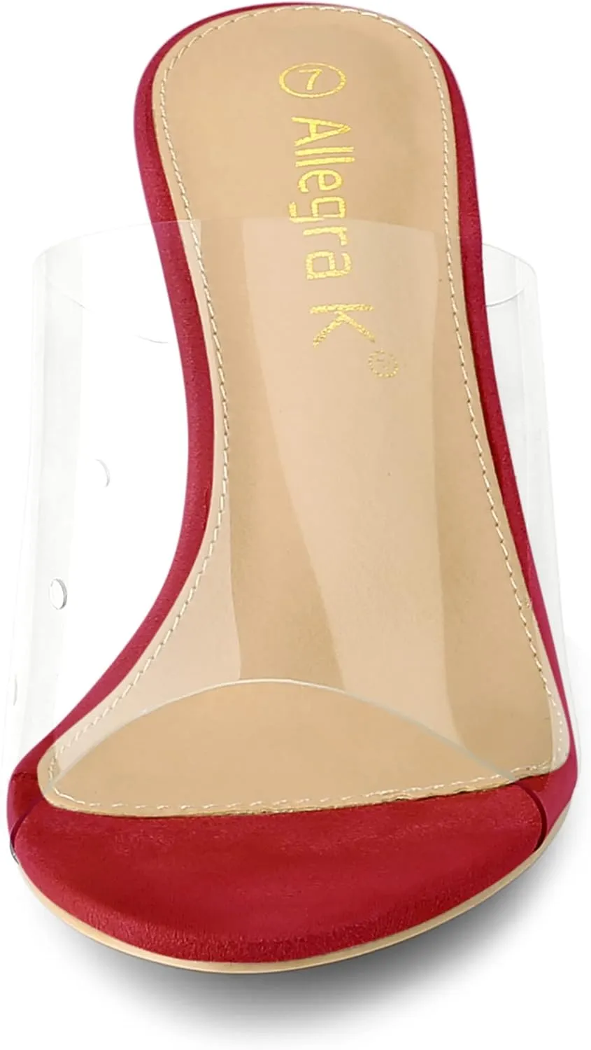 Allegra K Women's Clear Strap Open Toe Slip On Stiletto Heel Slide Sandals