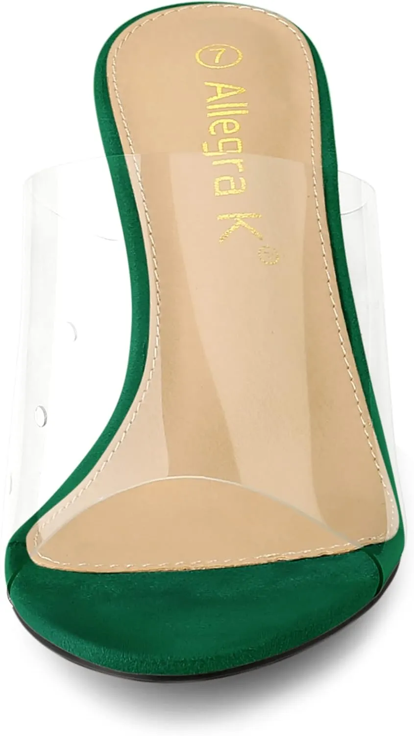 Allegra K Women's Clear Strap Open Toe Slip On Stiletto Heel Slide Sandals