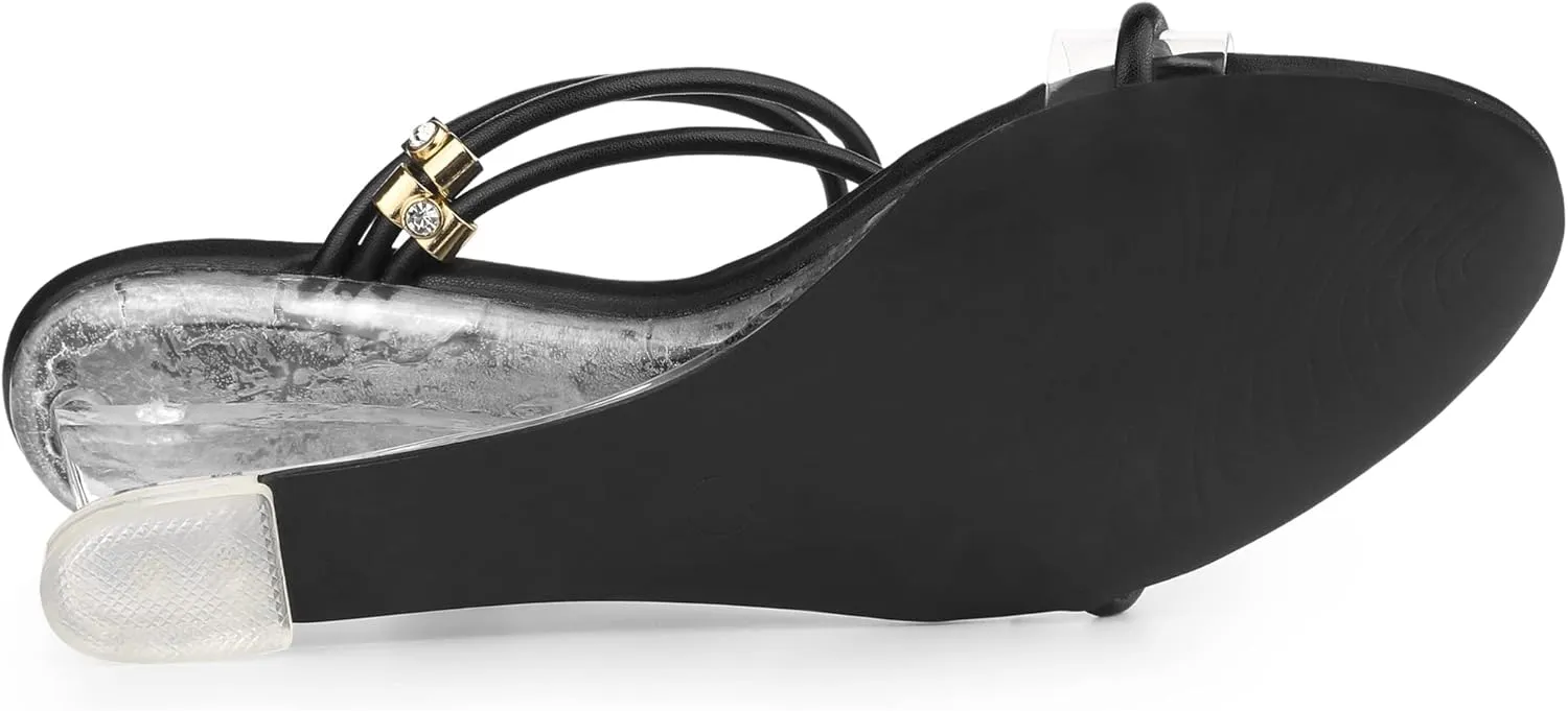 Allegra K Women's Low Wedges Clear Heel Sandals
