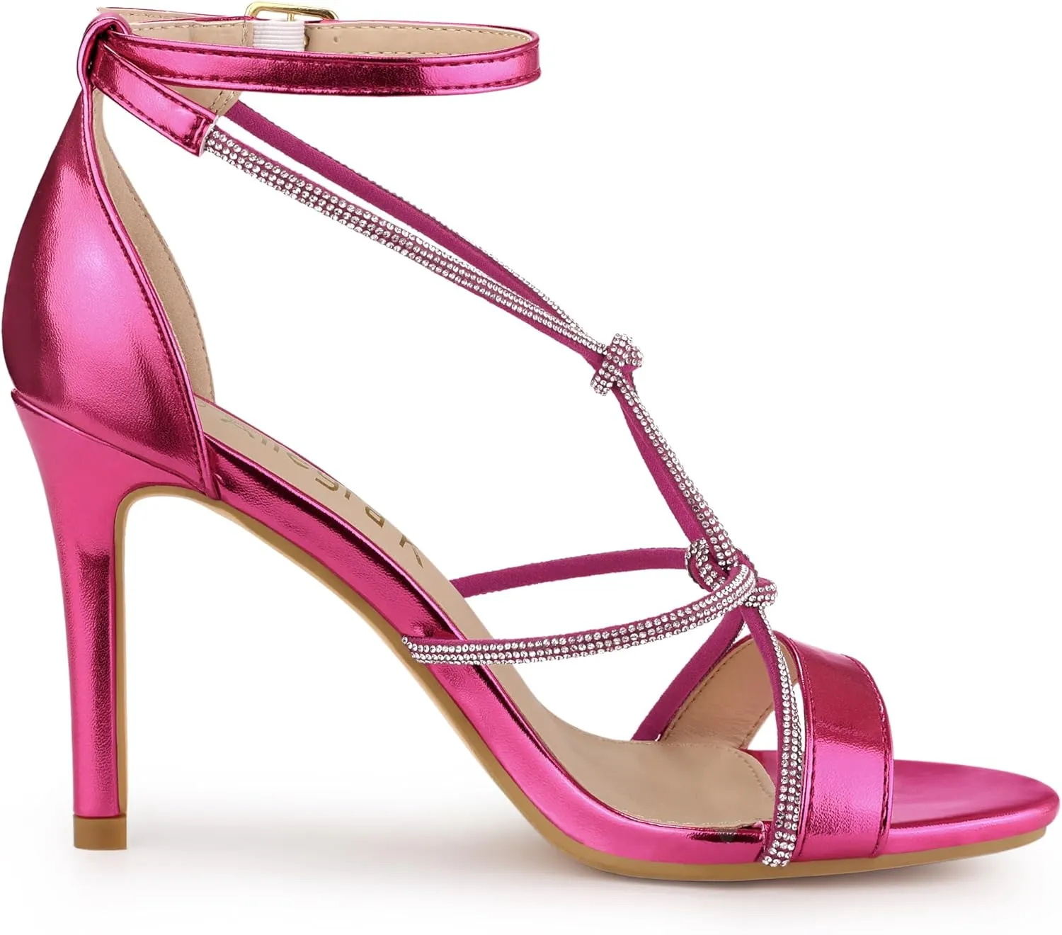 Allegra K Women's Rhinestone Knot Strap Stiletto Heels Sandals