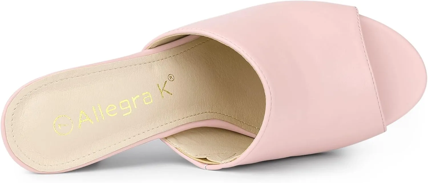 Allegra K Women's Slip on Block Heel Slide Sandals