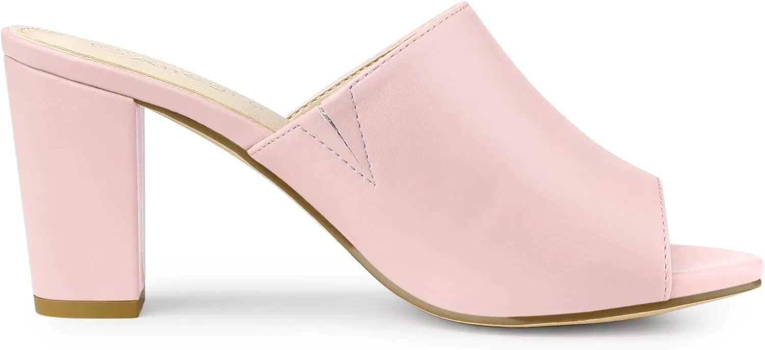Allegra K Women's Slip on Block Heel Slide Sandals