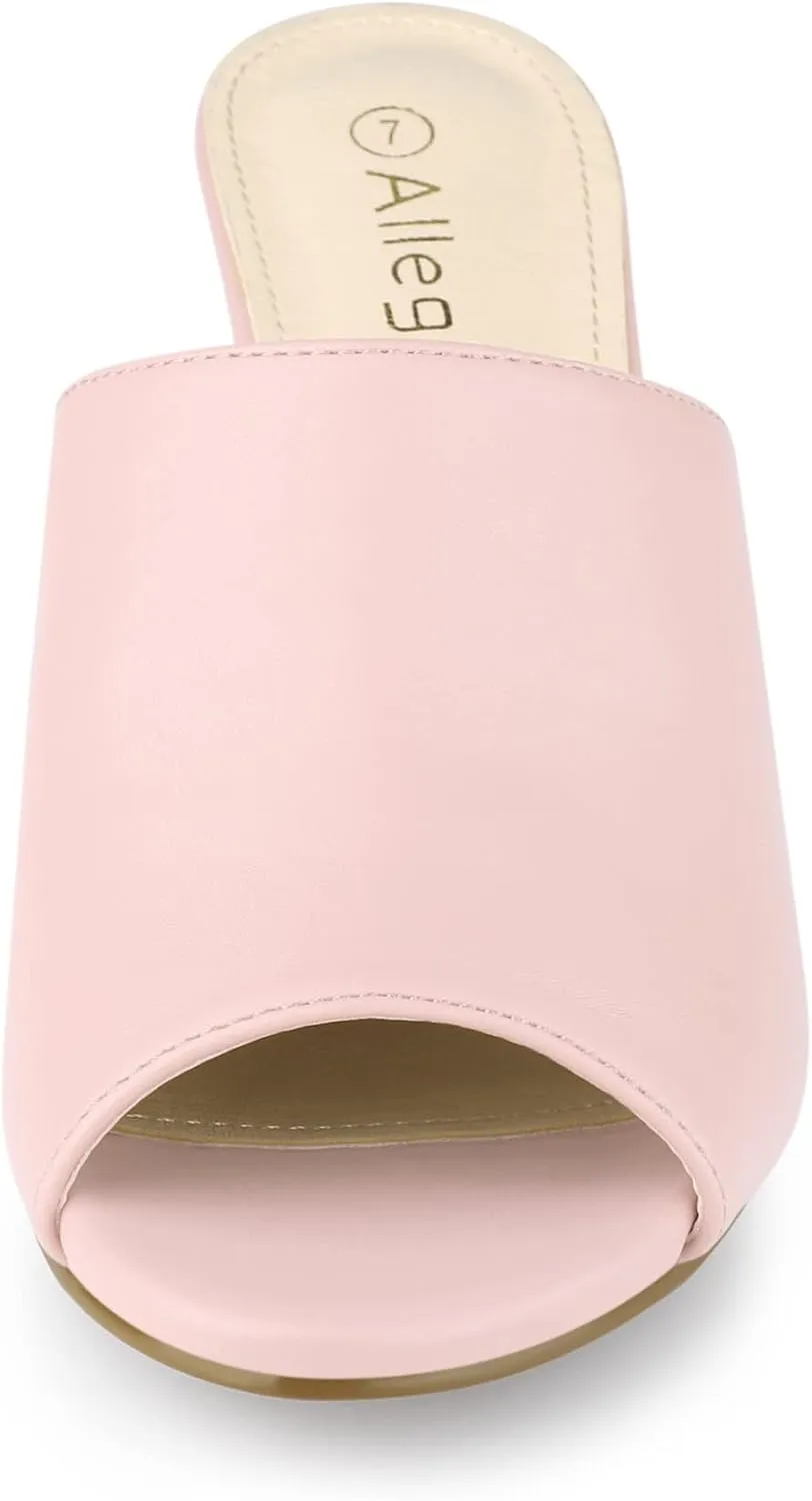 Allegra K Women's Slip on Block Heel Slide Sandals