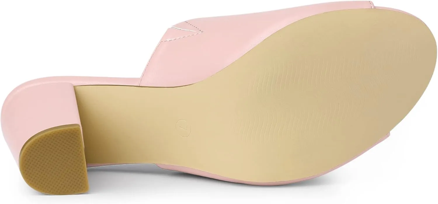 Allegra K Women's Slip on Block Heel Slide Sandals