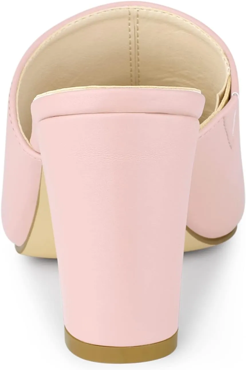 Allegra K Women's Slip on Block Heel Slide Sandals