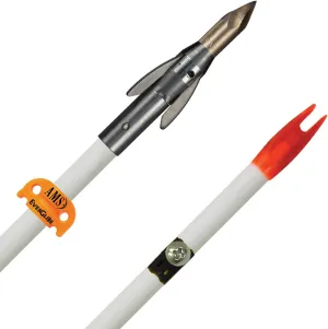 AMS A207-Wht Fiberglass Arrow, Amsankor Qt Point, White Shaft & Amseverglide Safety Slide
