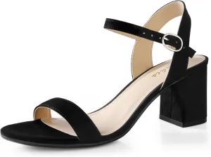 Ankis Nude Black Heels, 2.5'' Block Chunky White Clear Silver Heel Dressy Open Toe Heels For Women Ankle Strap Low Short Thick Strappy Dress Comfortable Sandal Casual Party Wedding Event Summer Shoes