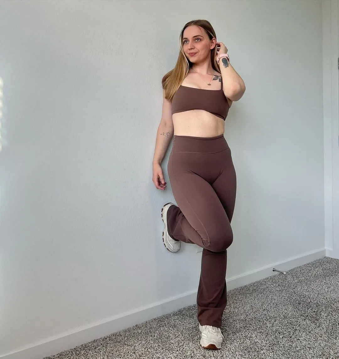 Aoxjox Flare Leggings for Women Trinity Tummy Control High Waisted Wide Leg Yoga Pants 29"/31"/33"