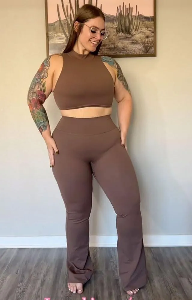 Aoxjox Flare Leggings for Women Trinity Tummy Control High Waisted Wide Leg Yoga Pants 29"/31"/33"