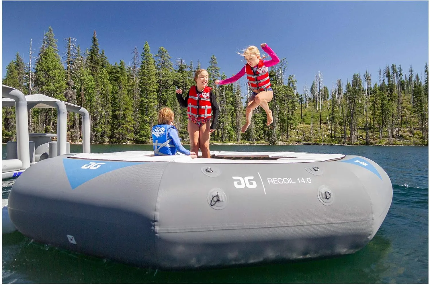 AQUAGLIDE Recoil Tramp- Inflatable Trampoline with C- Deck, 14'