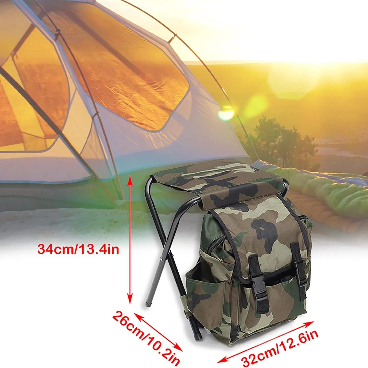 backpack chair,Folding Stool Backpack Insulated Cooler Bag,Portable Fishing Chair Stool,Backpack Cooler Chair,Outdoor Gear Camping Stool for Outdoor Events, Hiking (camo)