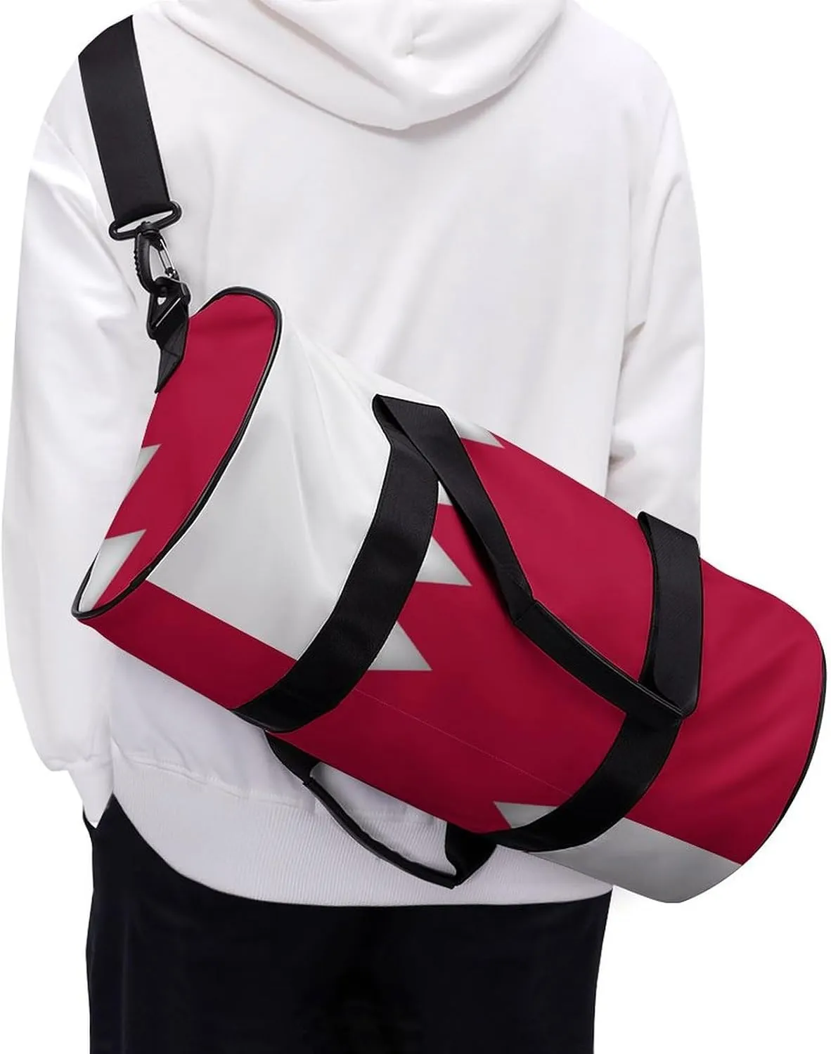 Bahrain Flag Sports Duffel Bag for Boys Girls with Dry Wet Separation Overnight Gym Bag