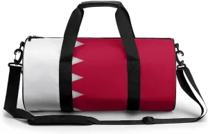 Bahrain Flag Sports Duffel Bag for Boys Girls with Dry Wet Separation Overnight Gym Bag