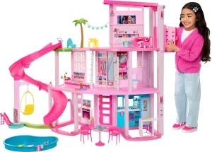 Barbie DreamHouse, Doll House Playset with 75  Pieces Including Toy Furniture & 3-Story Pool Slide, Pet Elevator & Puppy Play Areas