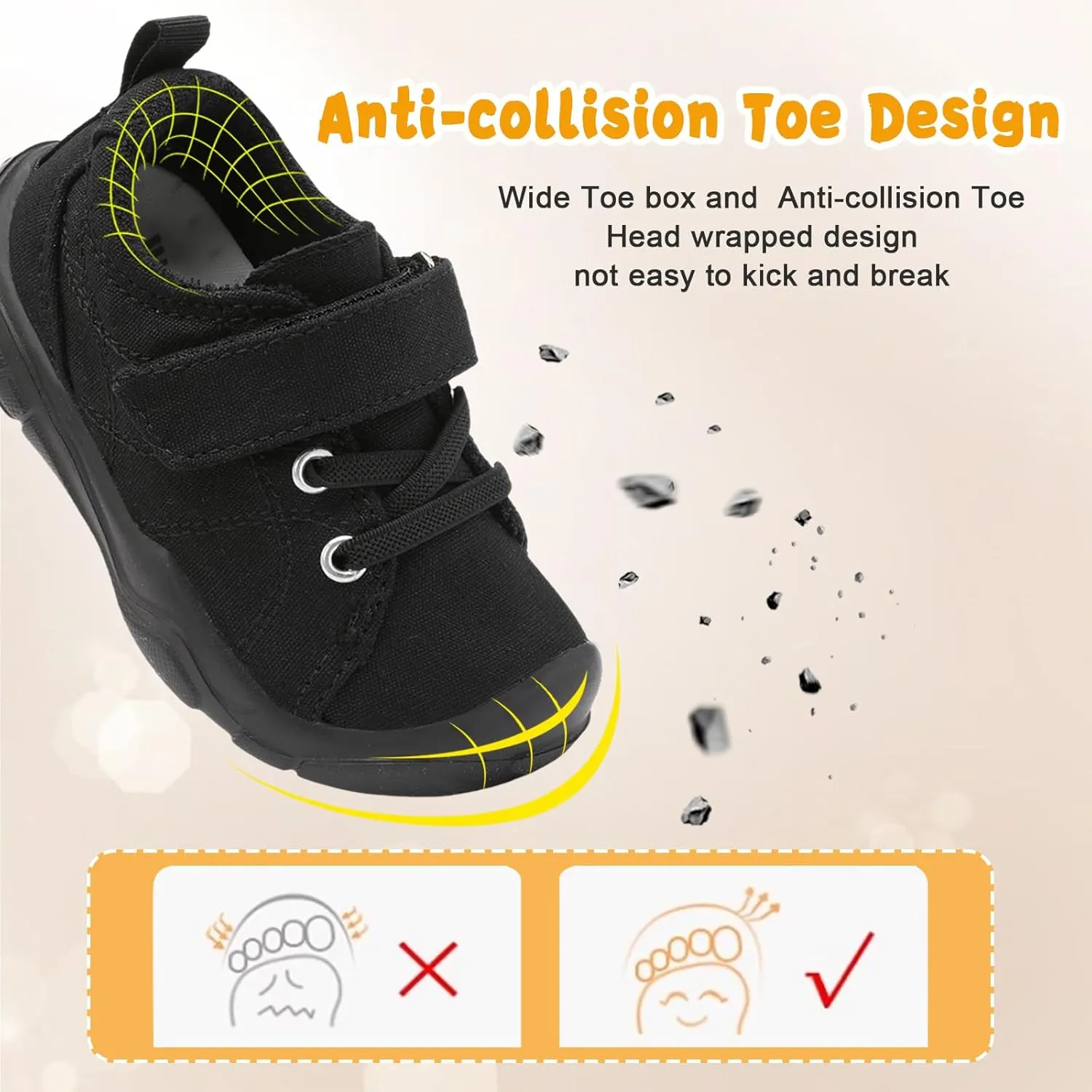 BARERUN Kids Canvas Shoes Running Shoes for Girls Boys Wide Toe Box Barefoot Toddler Sneakers Girls Boys School Shoes Non-Slip Toddler Tennis Shoes