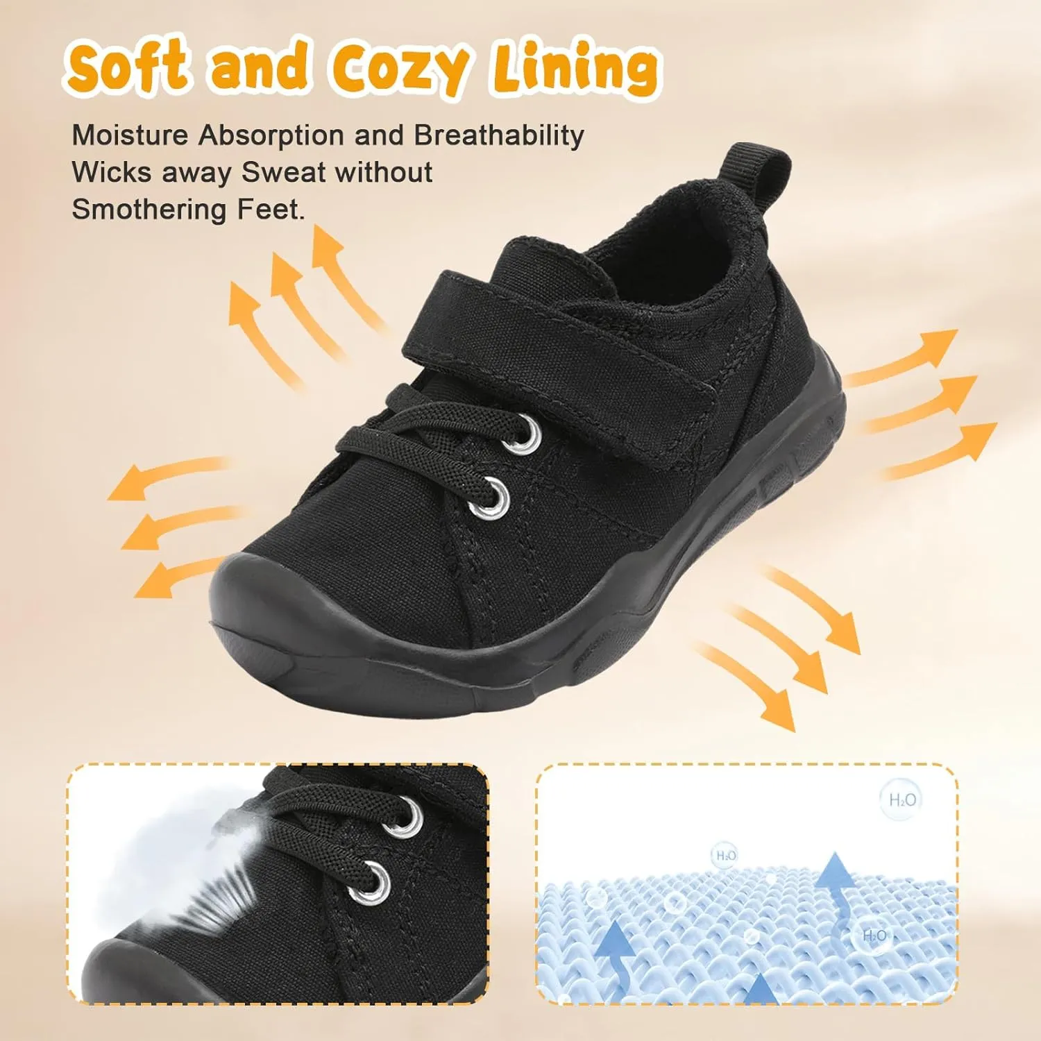 BARERUN Kids Canvas Shoes Running Shoes for Girls Boys Wide Toe Box Barefoot Toddler Sneakers Girls Boys School Shoes Non-Slip Toddler Tennis Shoes